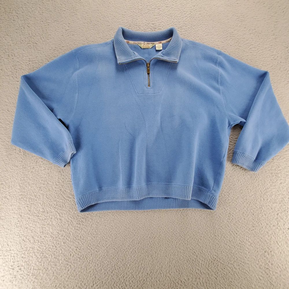 Tommy Bahama Sweater Mens Medium Blue 1/4 Zip Casual Logo Ribbed Waist Outdoors